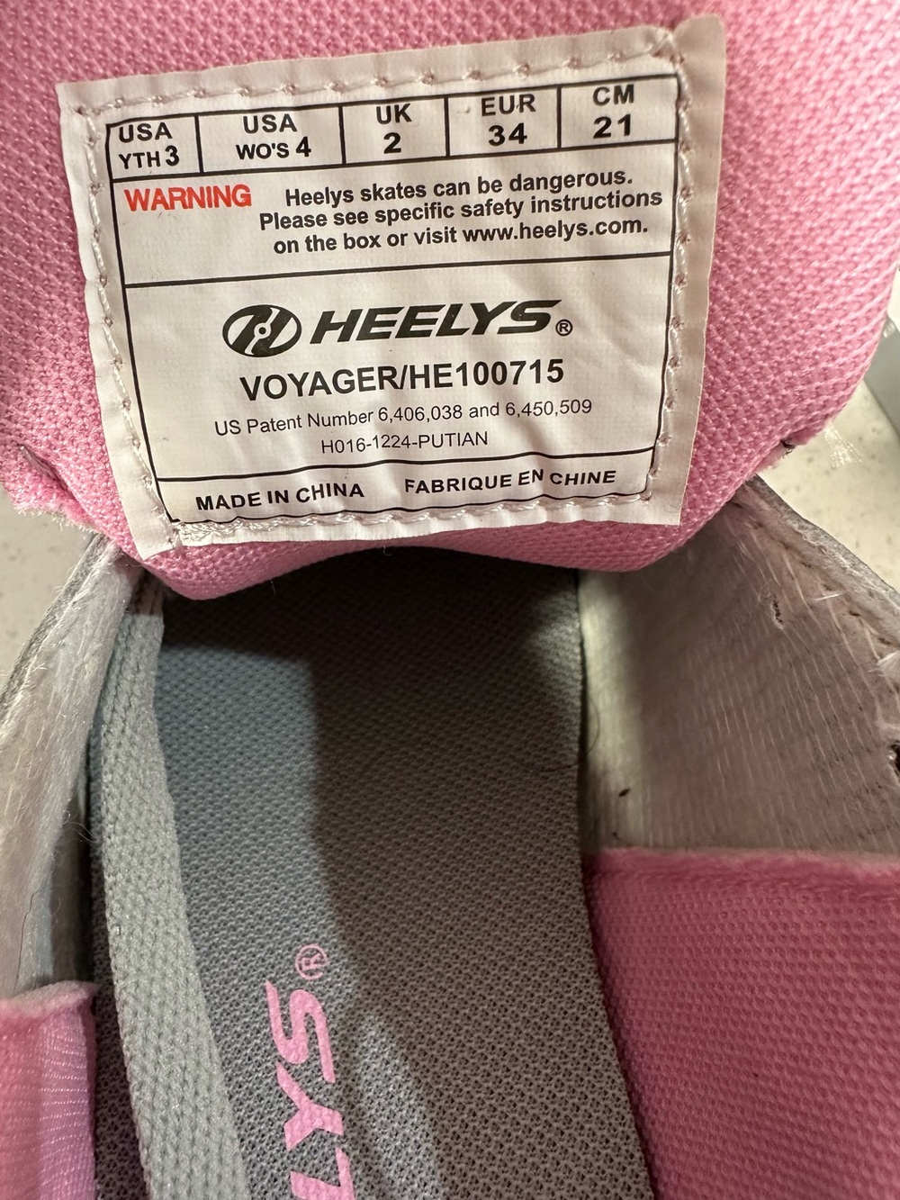 Heelys Voyager Pink/Grey Skate Shoe NWT - Picture 3 of 9